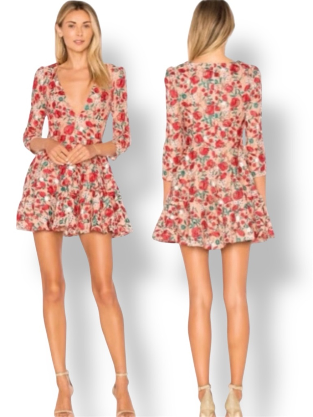 Lovers + Friends Floral Mini Dress in Red and Cream